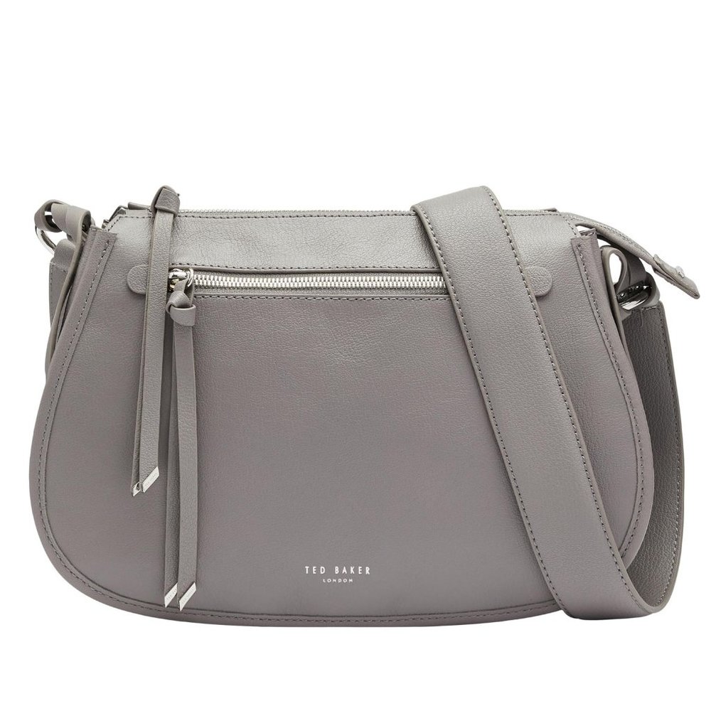 Ted Baker sales_ heatherr curved leather crossbody bag_  light grey